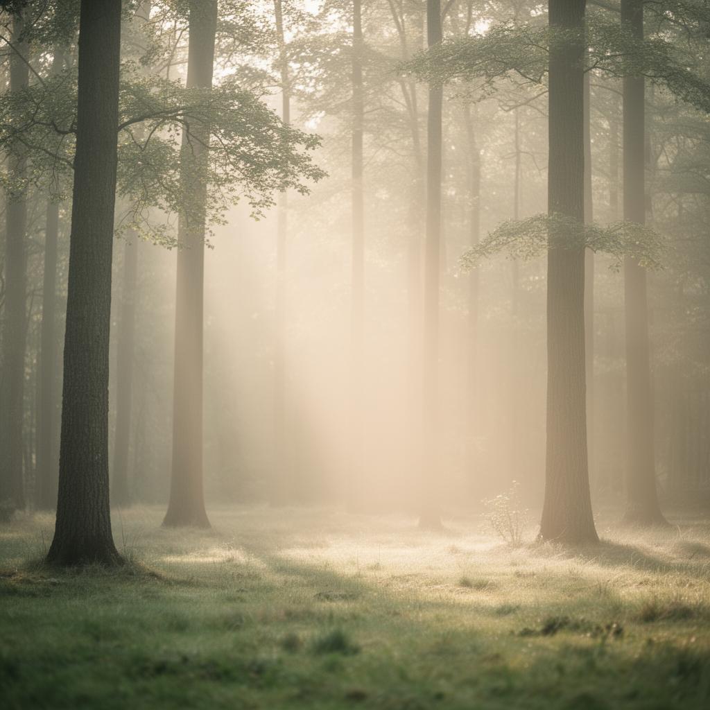 Sous-bois apaisant baigné de lumière douce